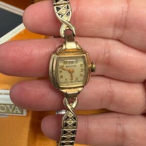 Bulova Gold-Tone Ladies Watch with Intricate Band